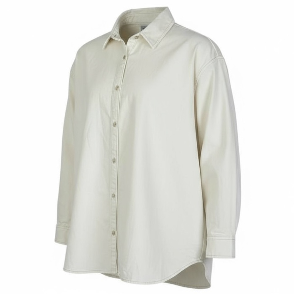 Old Navy Off-White 100% Cotton Button-Up Shirt | Size Large